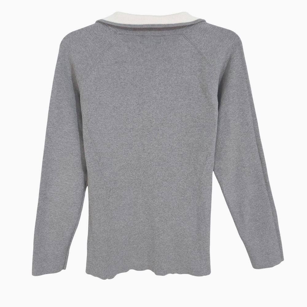 Vintage Polo Jeans Ralph Lauren Ribbed Quarter Zip Sweater Womens Large Gray - Picture 6 of 8